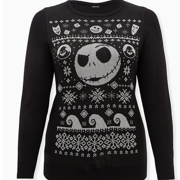 TORRID Disney NMBC Jack Skellington Face Black Sweater! NWT! - Picture 5 of 7